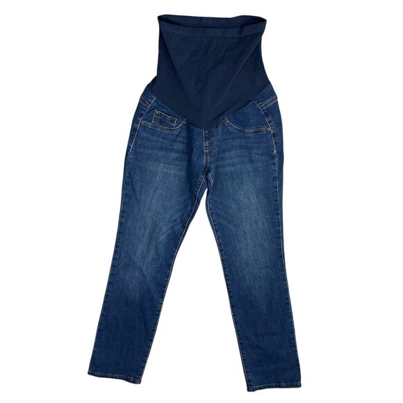 New Indigo Blue Maternity Jeans Full Panel Size XSP Petite Extra Small Med Wash - Picture 1 of 5